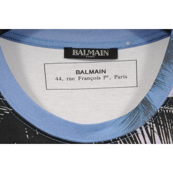 Balmain Mens Sunset Palm Coin Logo T Shirt Size Large Ombre Pink Blue Cotton - Picture 4 of 6